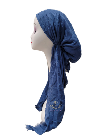 Lizi Headwear Textured Solid Blue Pre-Tied Bandanna myselflingerie.com